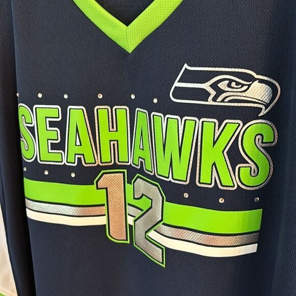 Seattle Seahawks Football Women’s Fan #12 Jersey Front Bling Accents Size XXL - Picture 7 of 11